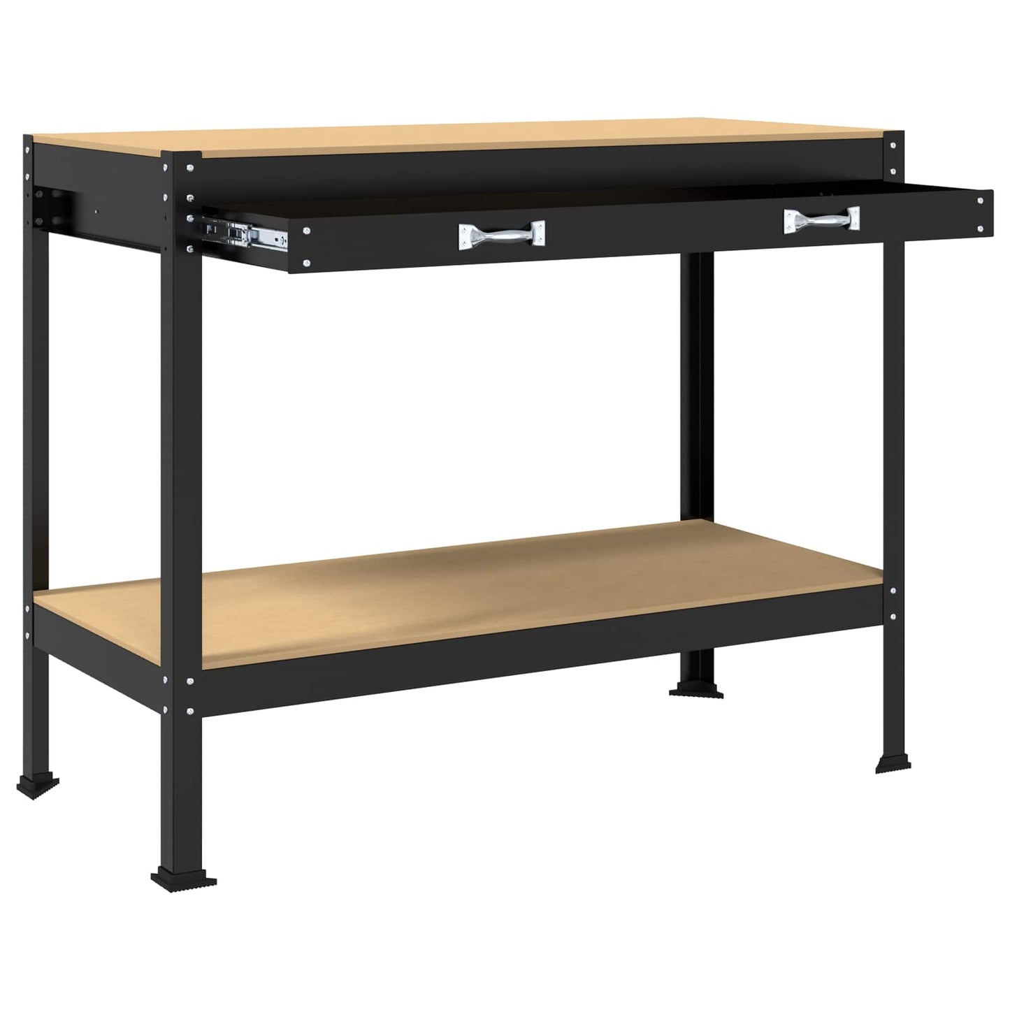 Munkapad fiókkal Fekete 114 x 54 x 91 cm Mérnöki fa és fém
