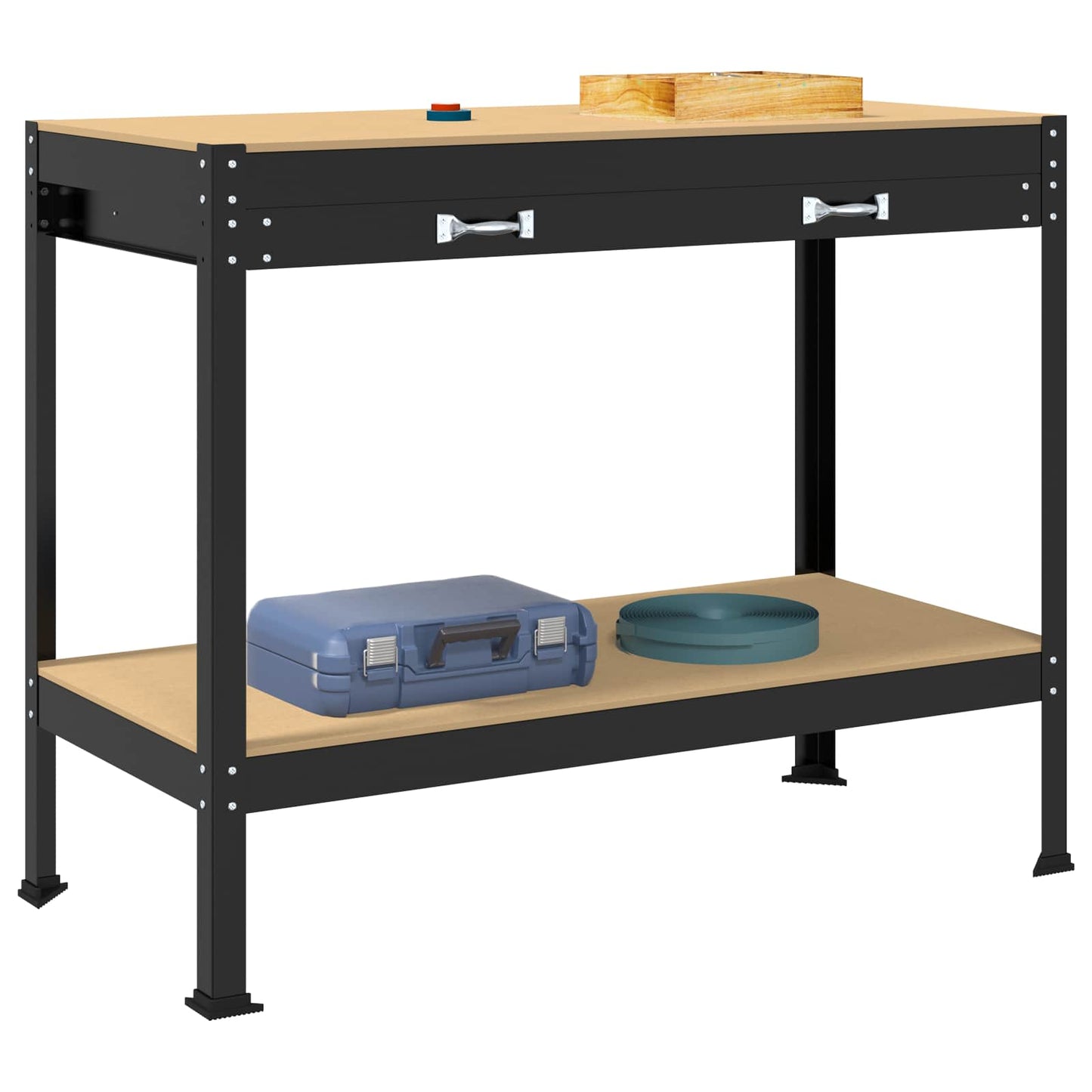 Munkapad fiókkal Fekete 114 x 54 x 91 cm Mérnöki fa és fém