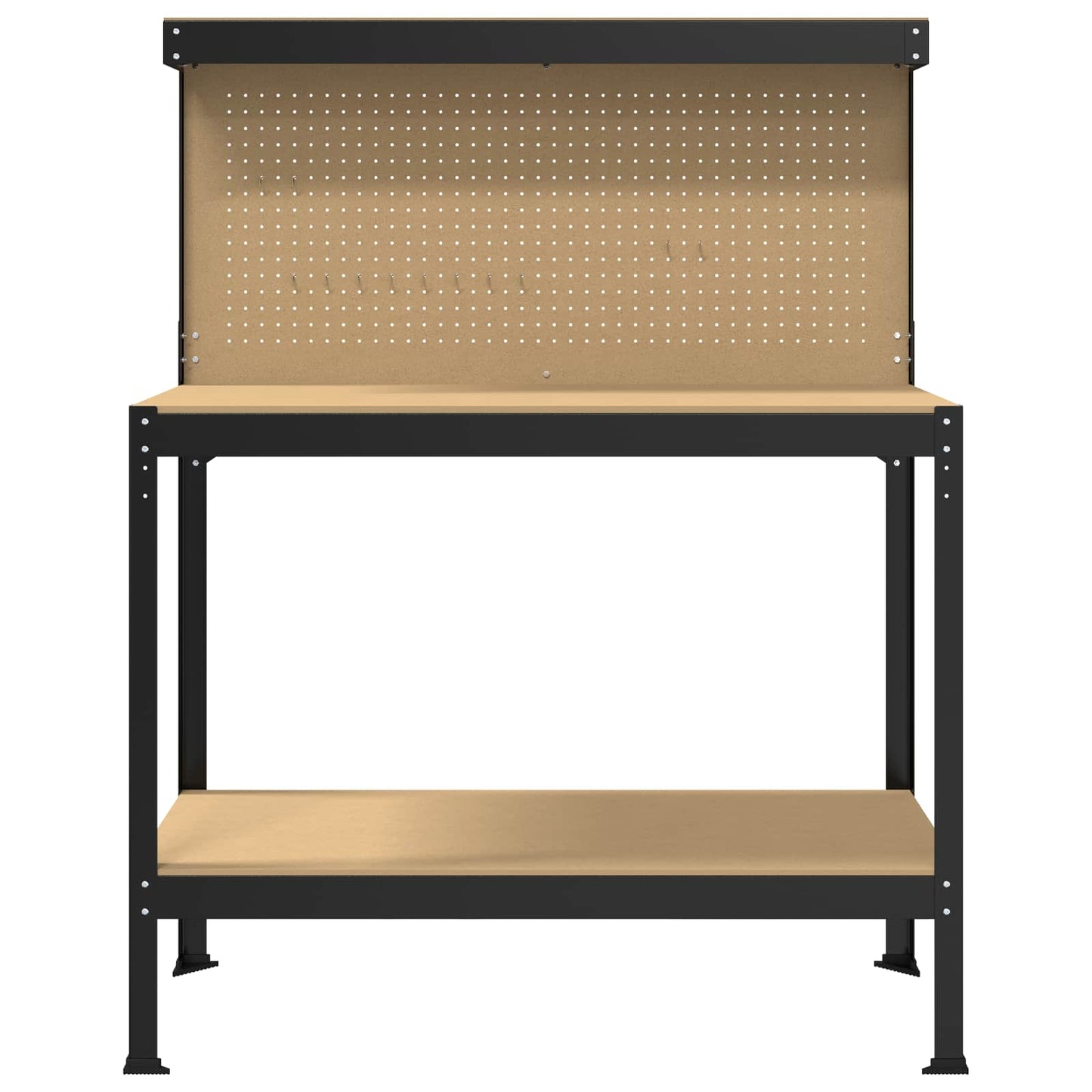 Munkapad polcokkal Fekete 114 x 54 x 145 cm Mérnöki fa és fém