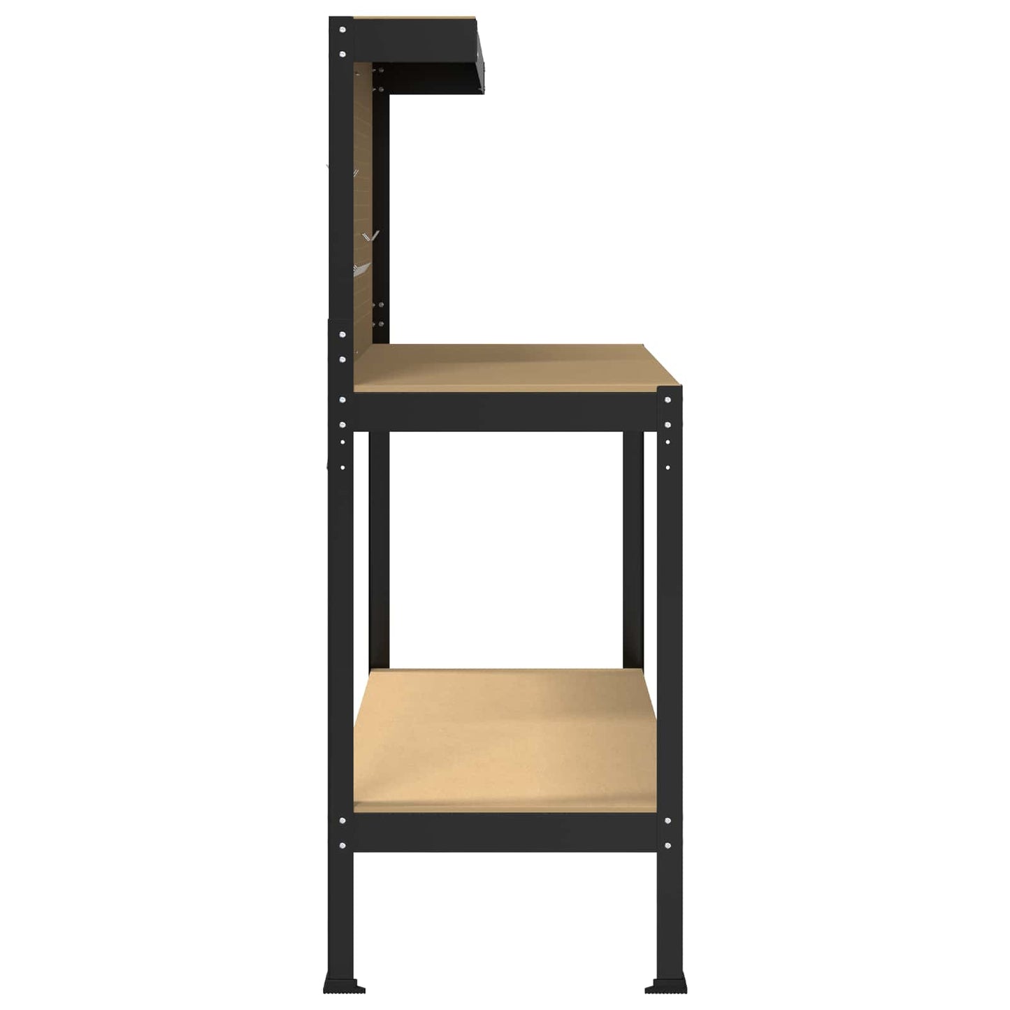 Munkapad polcokkal Fekete 114 x 54 x 145 cm Mérnöki fa és fém