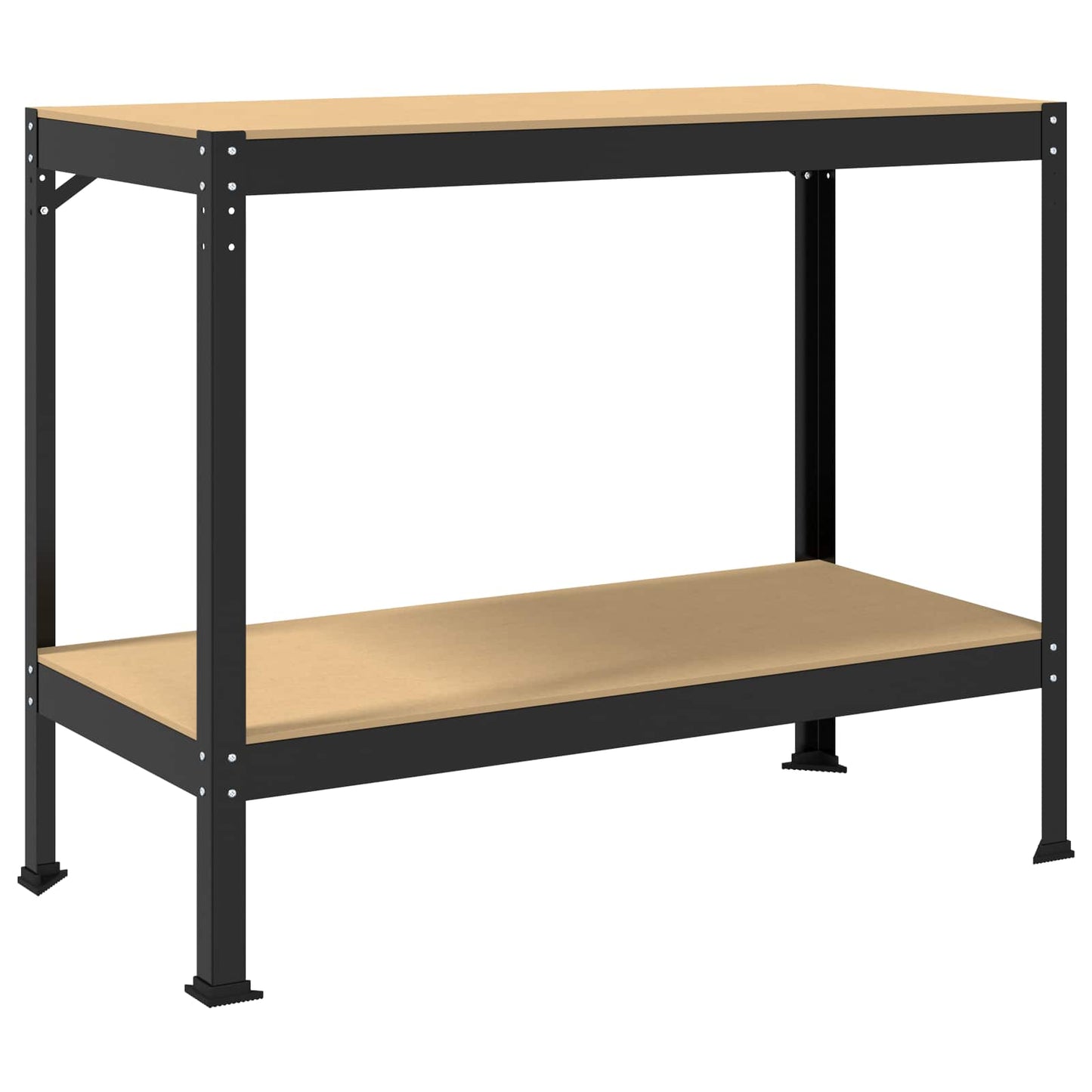 Munkapad polcokkal Fekete 115 x 55 x 91 cm Mérnöki fa és fém