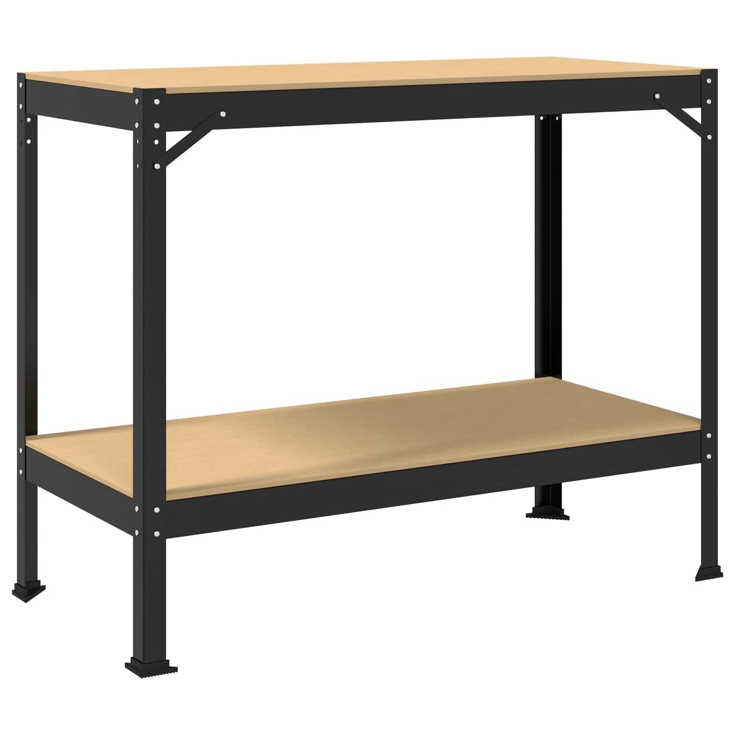 Munkapad polcokkal Fekete 115 x 55 x 91 cm Mérnöki fa és fém