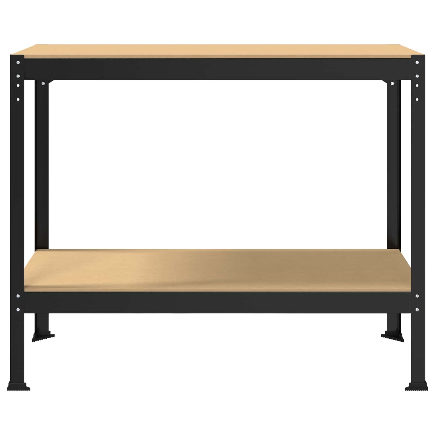 Munkapad polcokkal Fekete 115 x 55 x 91 cm Mérnöki fa és fém