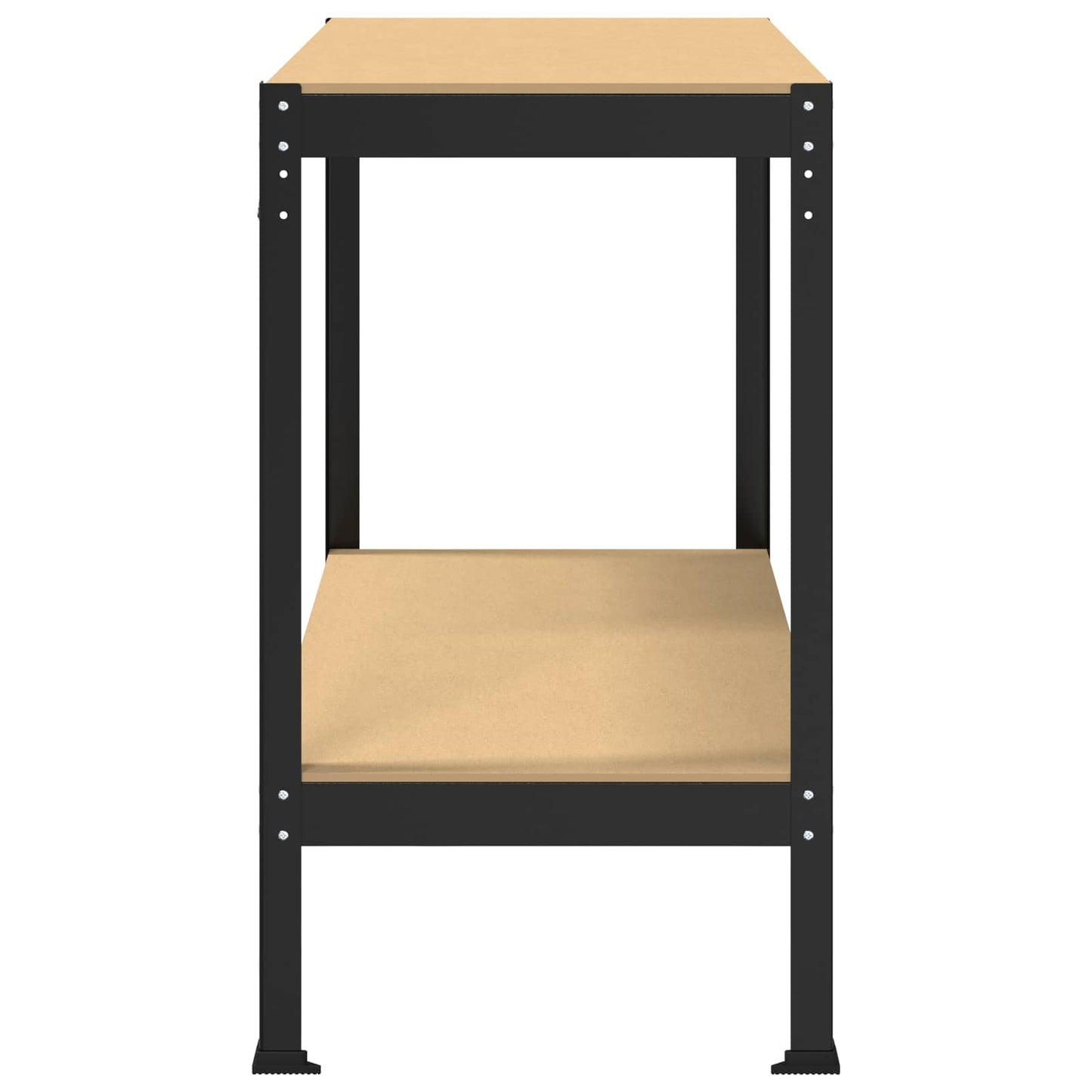 Munkapad polcokkal Fekete 115 x 55 x 91 cm Mérnöki fa és fém