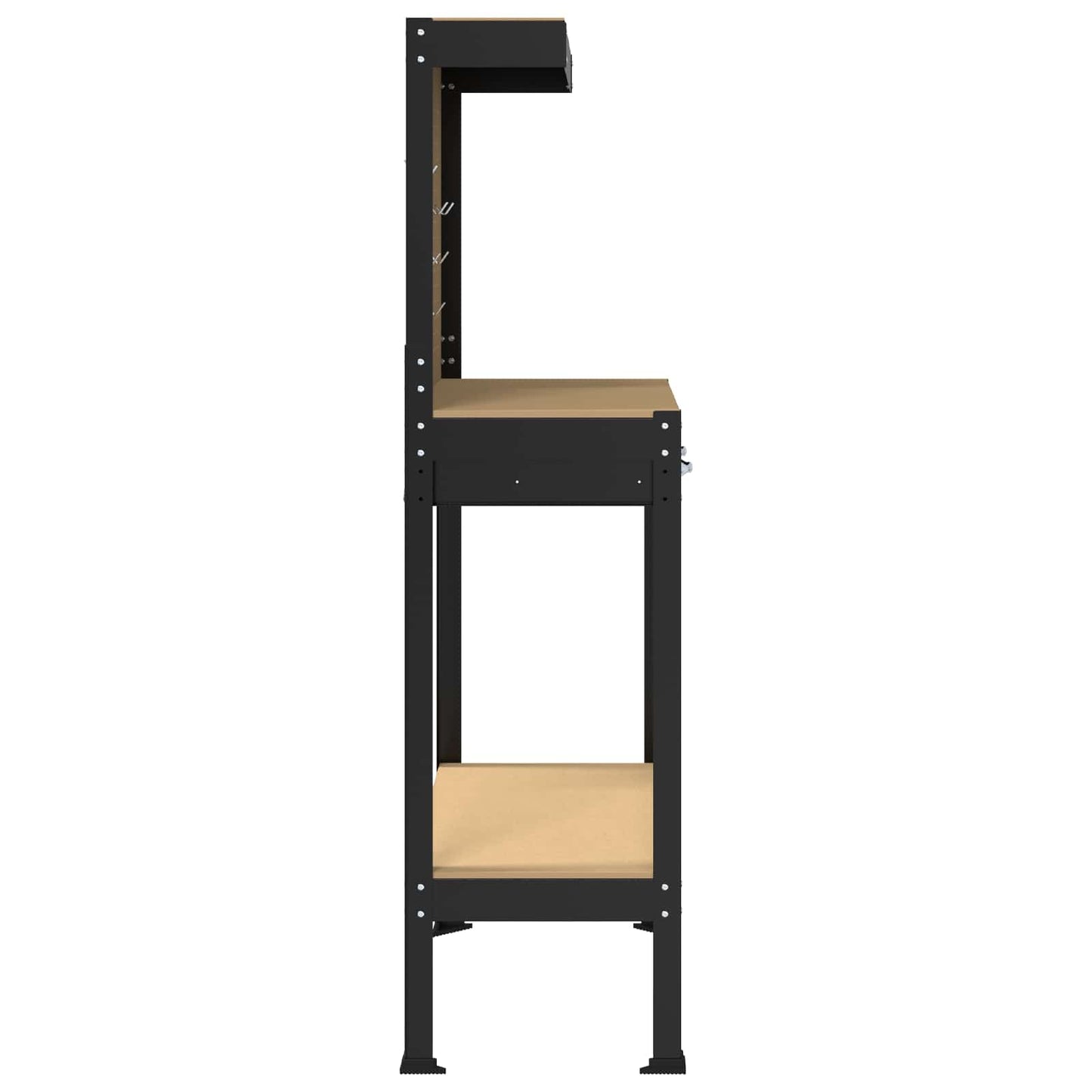 Munkapad fiókkal Fekete 81 x 41 x 145 cm Mérnöki fa és fém