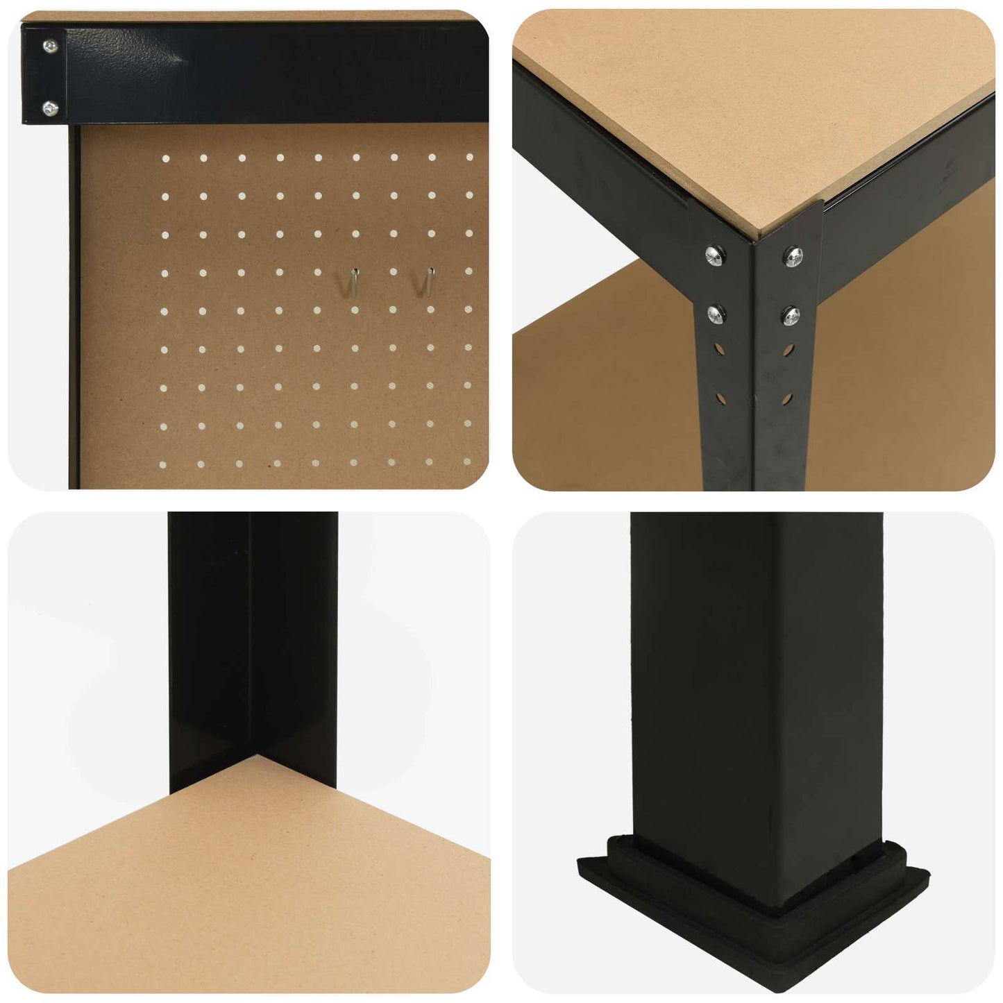 Munkapad polcokkal Fekete 81 x 41 x 145 cm Mérnöki fa és fém