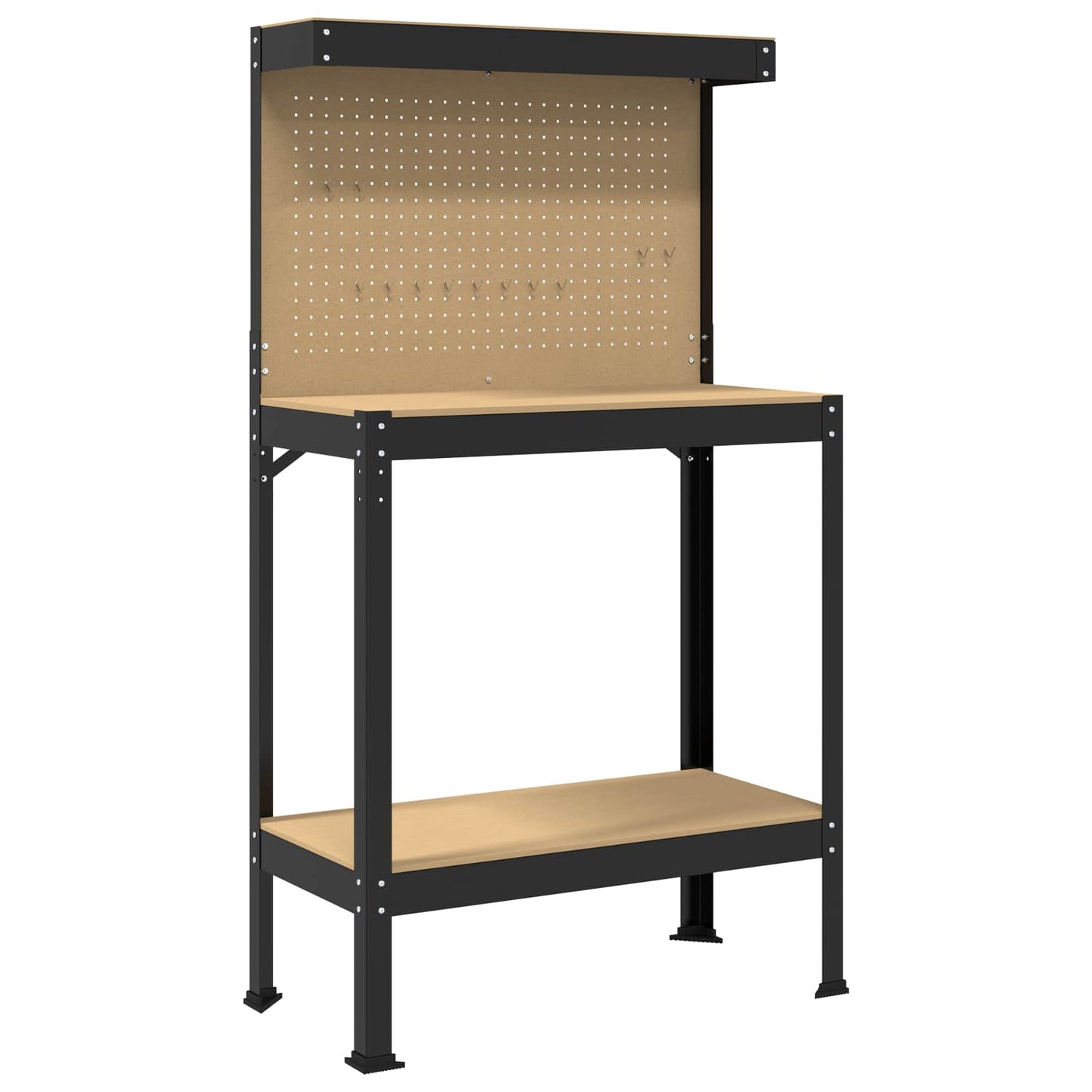 Munkapad polcokkal Fekete 81 x 41 x 145 cm Mérnöki fa és fém