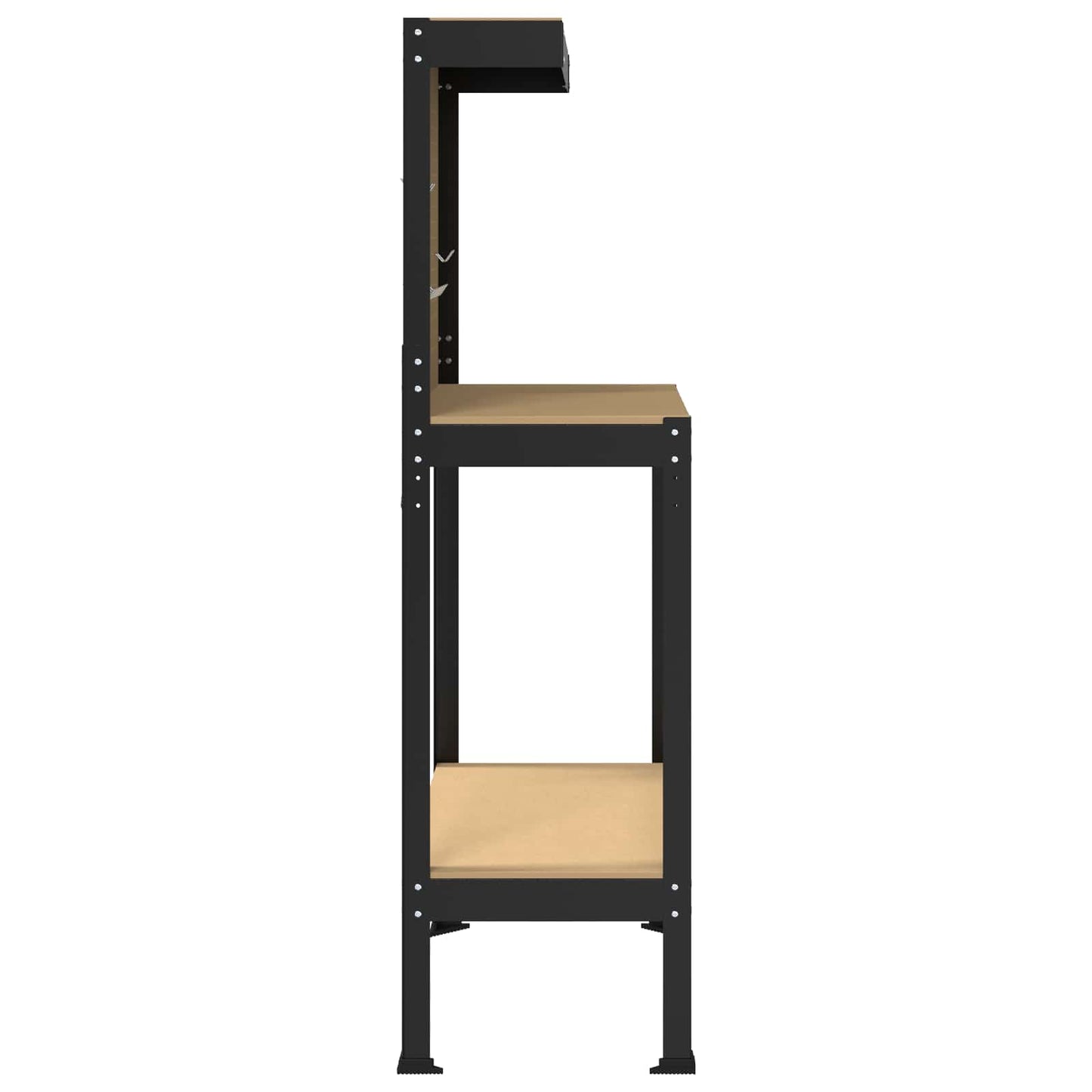 Munkapad polcokkal Fekete 81 x 41 x 145 cm Mérnöki fa és fém