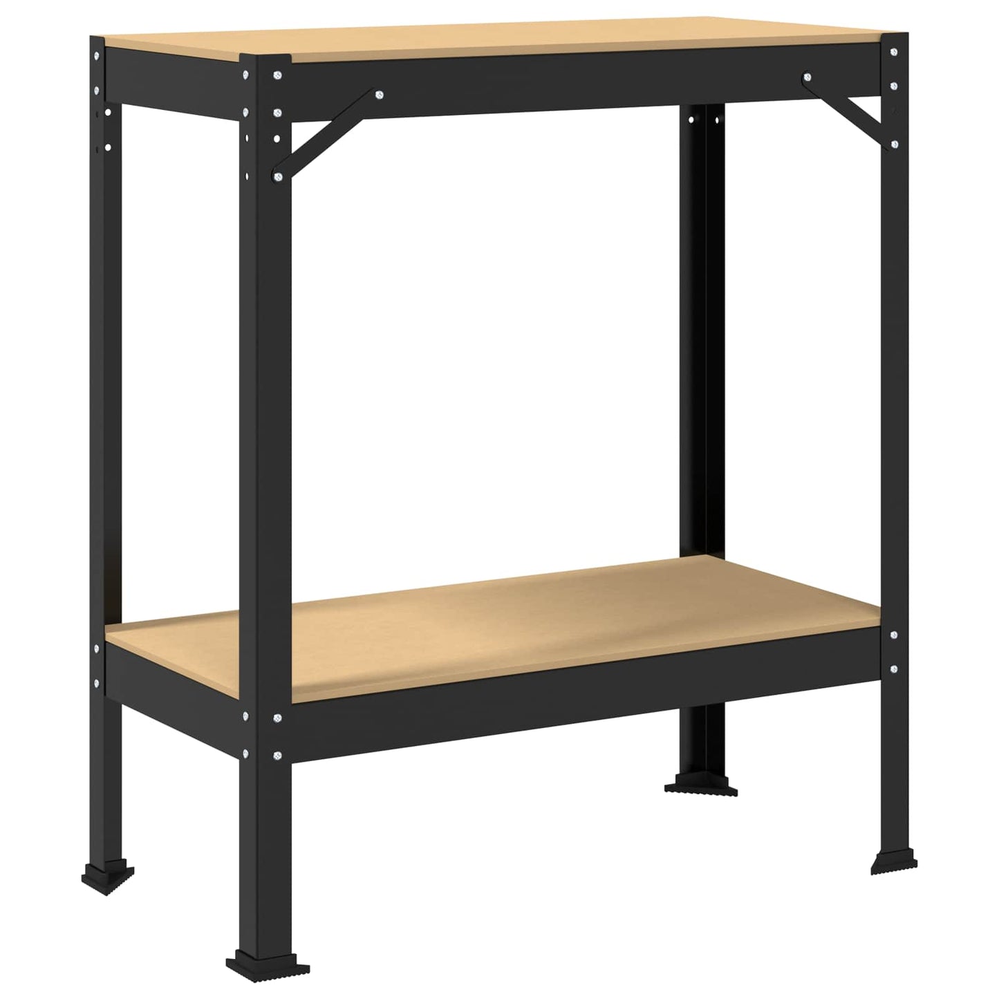 Munkapad polcokkal Fekete 81 x 41 x 91 cm Mérnöki fa és fém