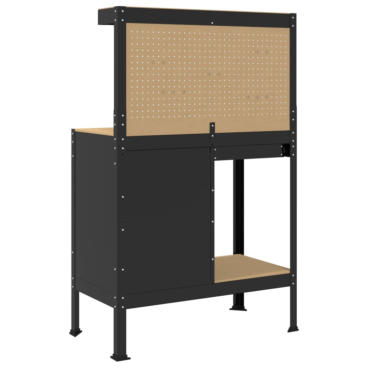 Munkapad fiókkal Fekete 90 x 49 x 141 cm Mérnöki fa és fém