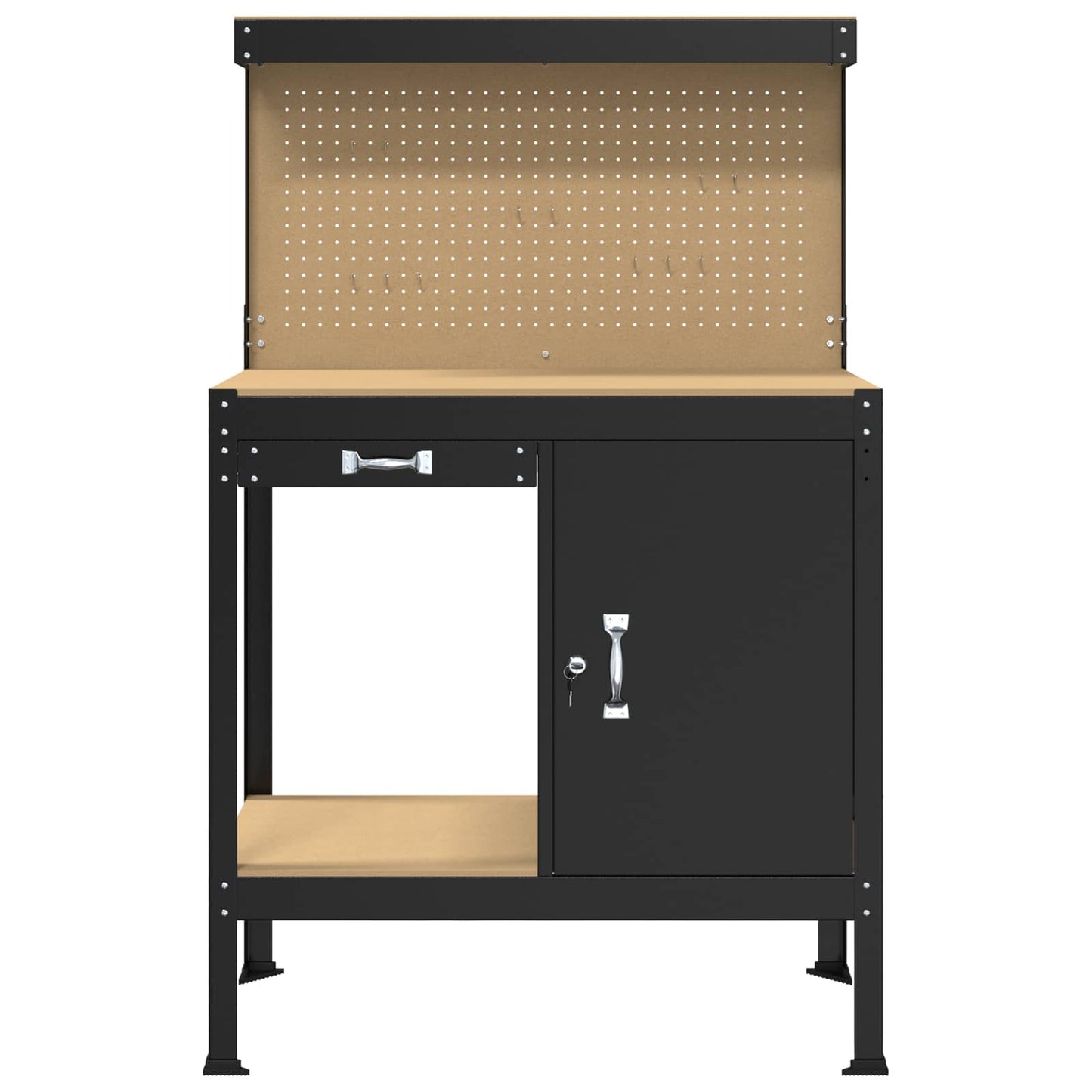 Munkapad fiókkal Fekete 90 x 49 x 141 cm Mérnöki fa és fém