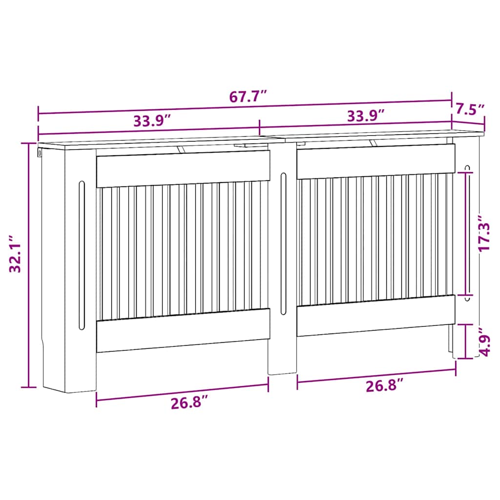 Radiátor fedezék Antik Fa 172 x 19 x 81,5 cm Szerelt Fa