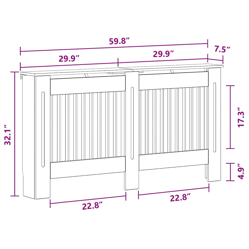Radiátor fedezék Antik Fa 152 x 19 x 81,5 cm Szerelt Fa