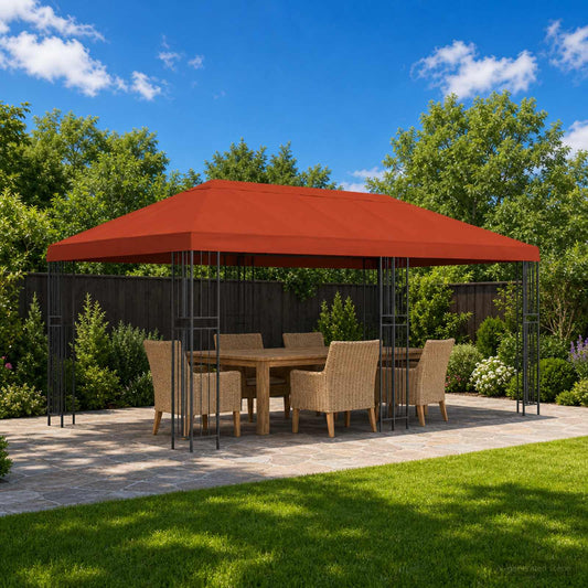Pavilon napellenző fedél 6 x 3 m Terrakotta Poliészter 190 gsm