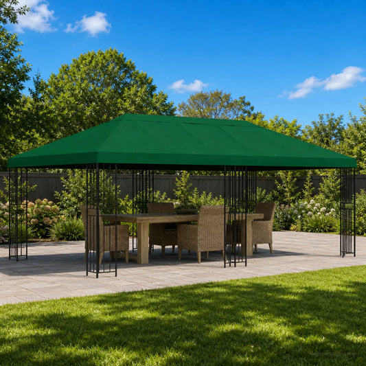 Pavilon napellenző fedél 6 x 3 m Zöld Poliészter 190 gsm