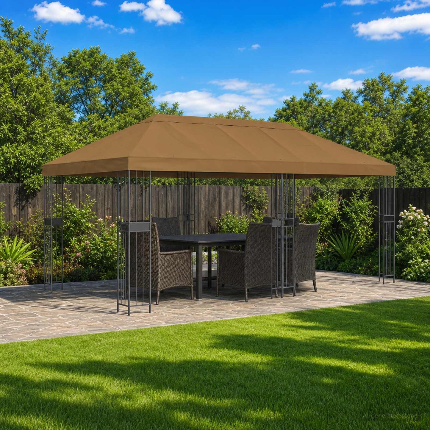 Pavilon napellenző fedél 6 x 3 m Tópszínű Poliészter 190 gsm