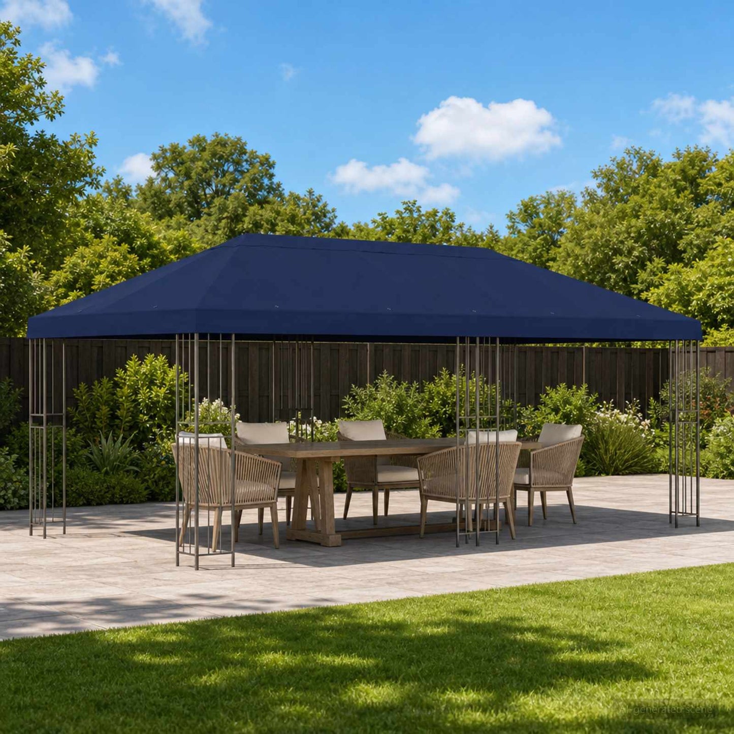 Pavilon napellenző fedél 6 x 3 m Kék Poliészter 190 gsm