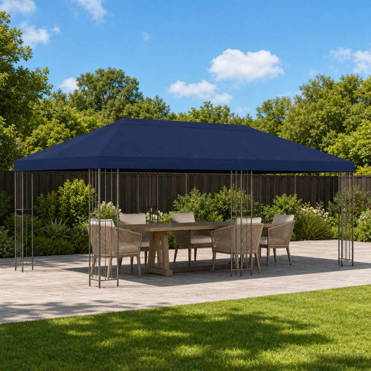 Pavilon napellenző fedél 6 x 3 m Kék Poliészter 190 gsm