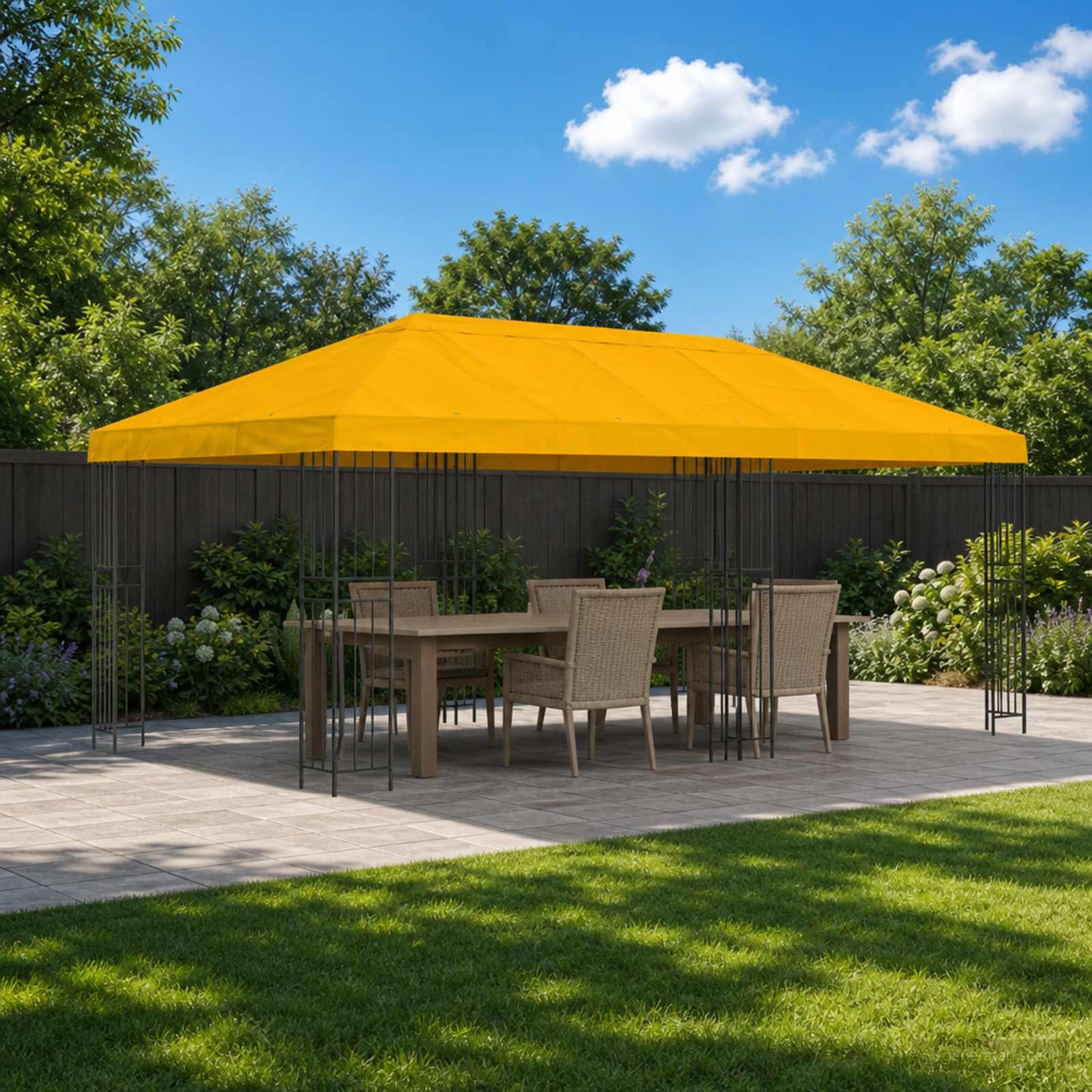 Pavilon napellenző fedél 6 x 3 m Sárga Poliészter 190 gsm