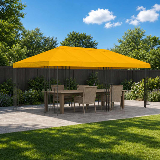 Pavilon napellenző fedél 6 x 3 m Sárga Poliészter 190 gsm