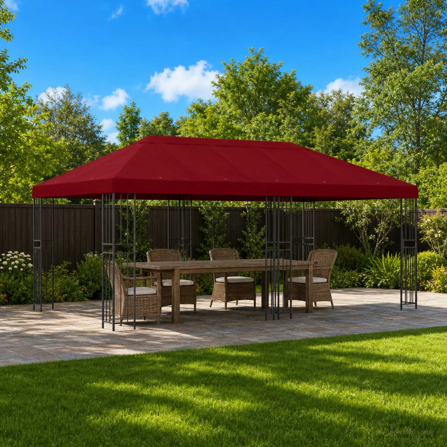 Pavilon napellenző fedél 6 x 3 m Burgundi Poliészter 190 gsm