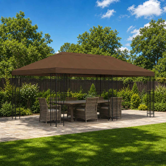 Pavilon napellenző fedél 6 x 3 m Barna Poliészter 190 gsm