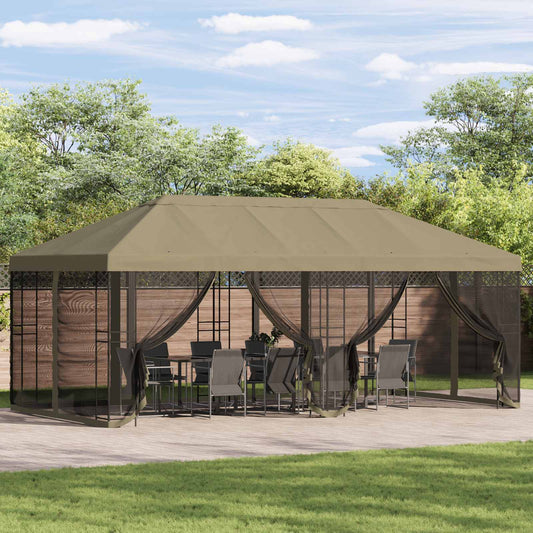 Napernyő ponyva oldalfalakkal 6 x 3 m Bézs Poliészter 190 gsm