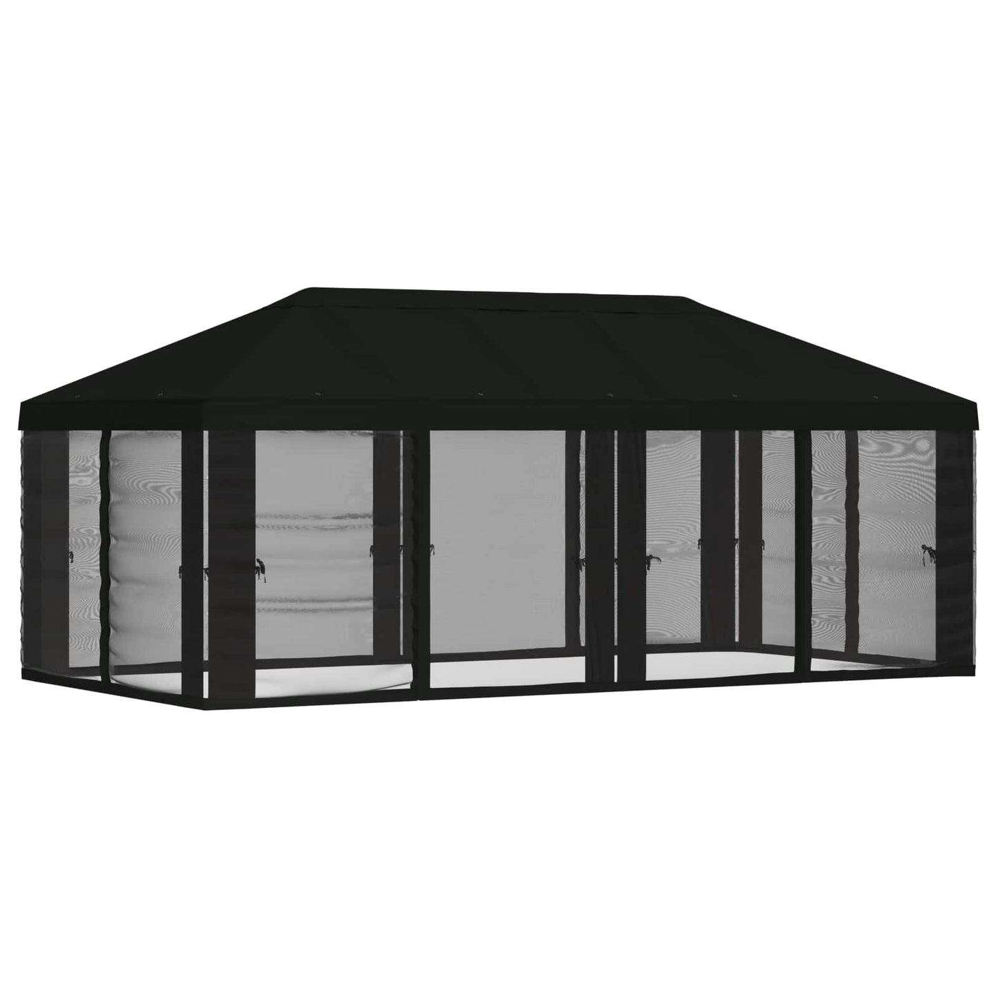 Napernyő ponyva oldalfalakkal 6 x 3 m Fekete Poliészter 190 gsm