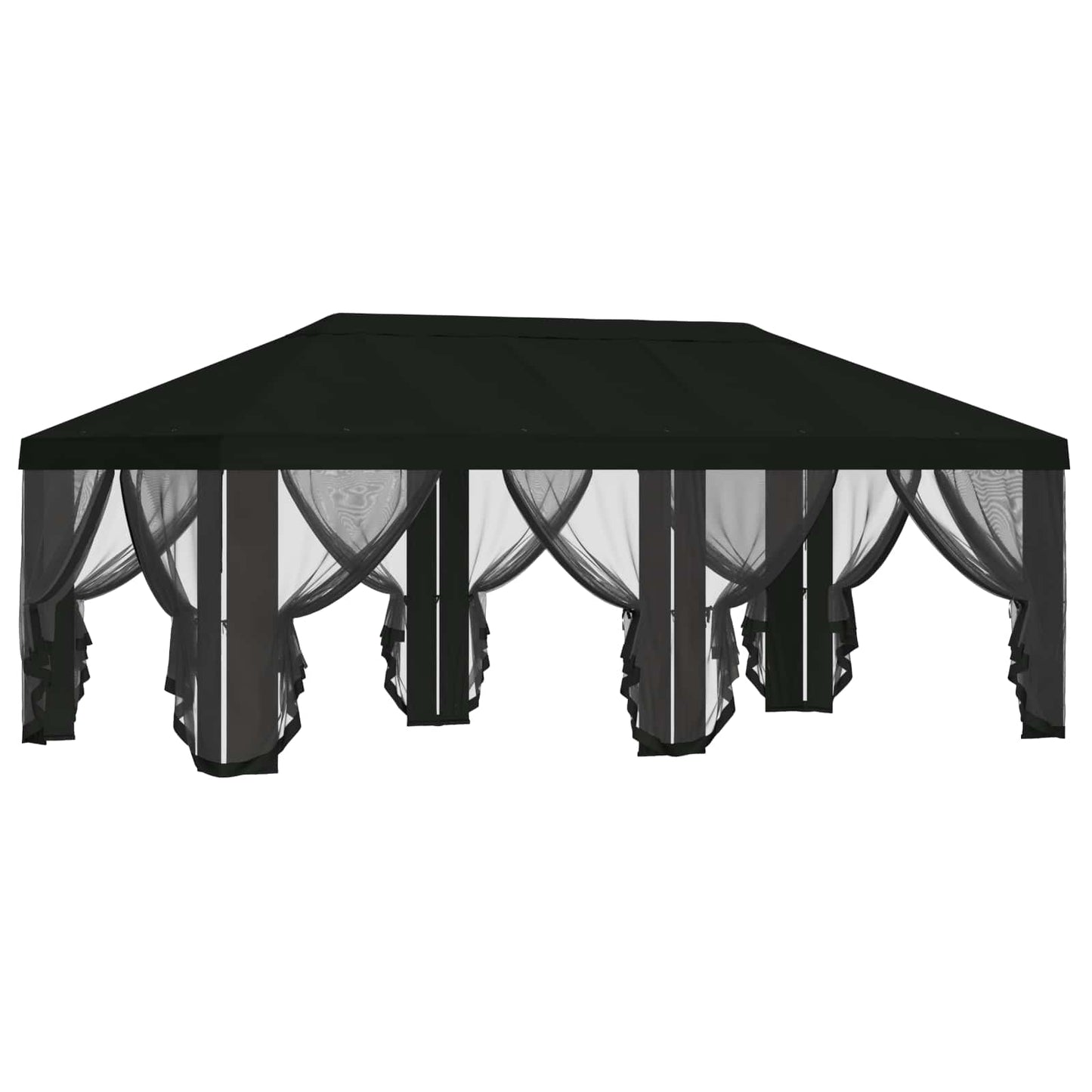 Napernyő ponyva oldalfalakkal 6 x 3 m Fekete Poliészter 190 gsm