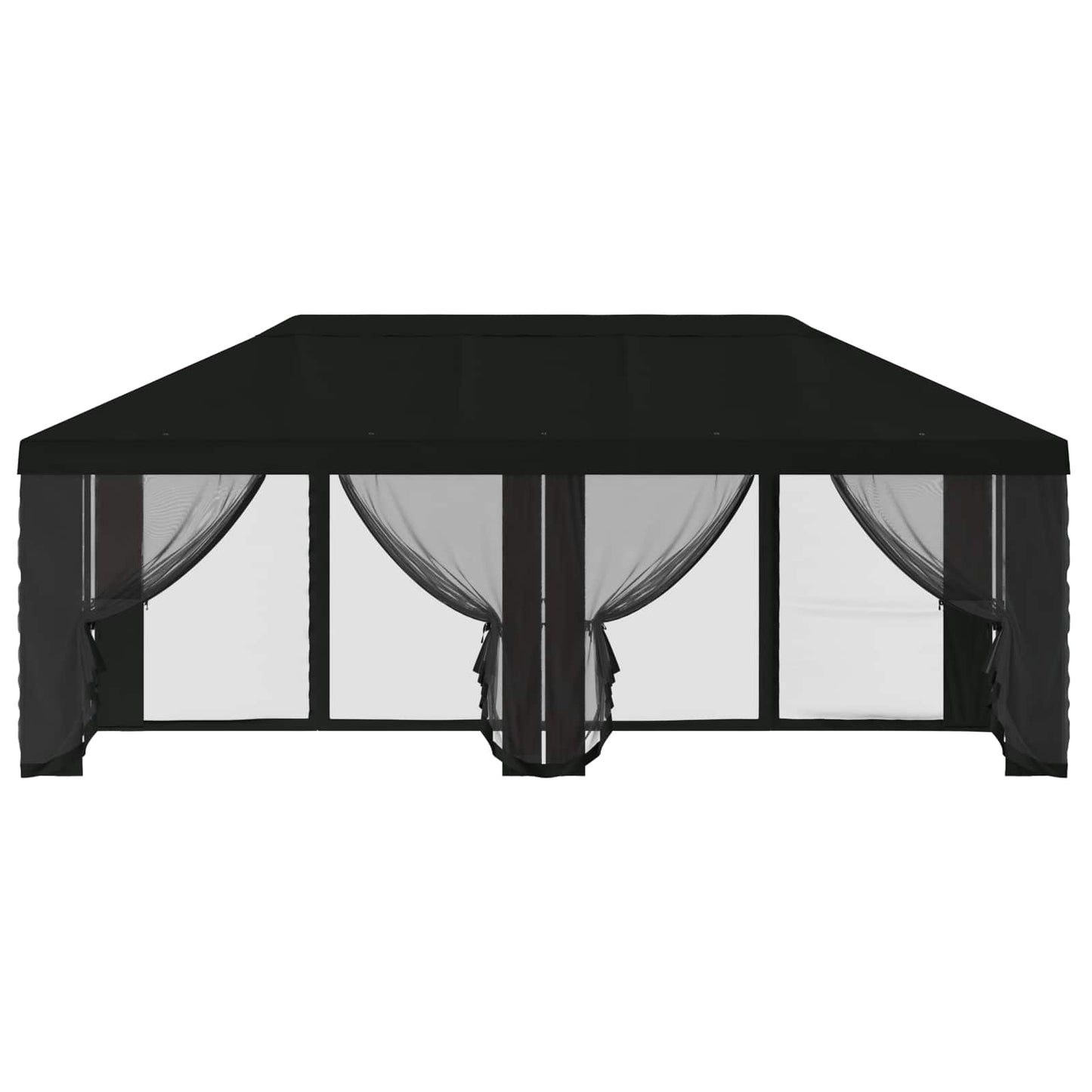 Napernyő ponyva oldalfalakkal 6 x 3 m Fekete Poliészter 190 gsm