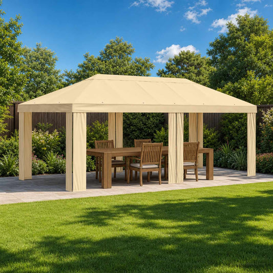Sátras Fedél 6 x 3 m Krémszínű Poliészter 190 gsm