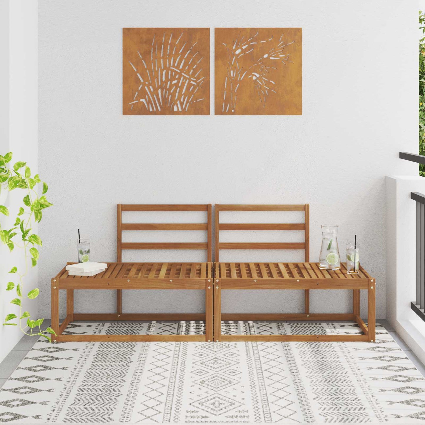 Kültéri végleges kanapé 2 Darab Természetes 182,5 x 63 x 73 cm