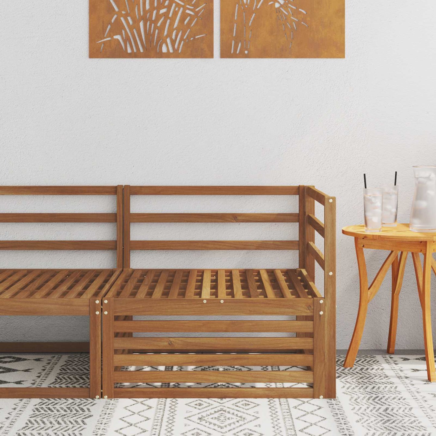 Külső Sarokkanapé Tömör Akácfa Természetes 83 x 83 x 73 cm