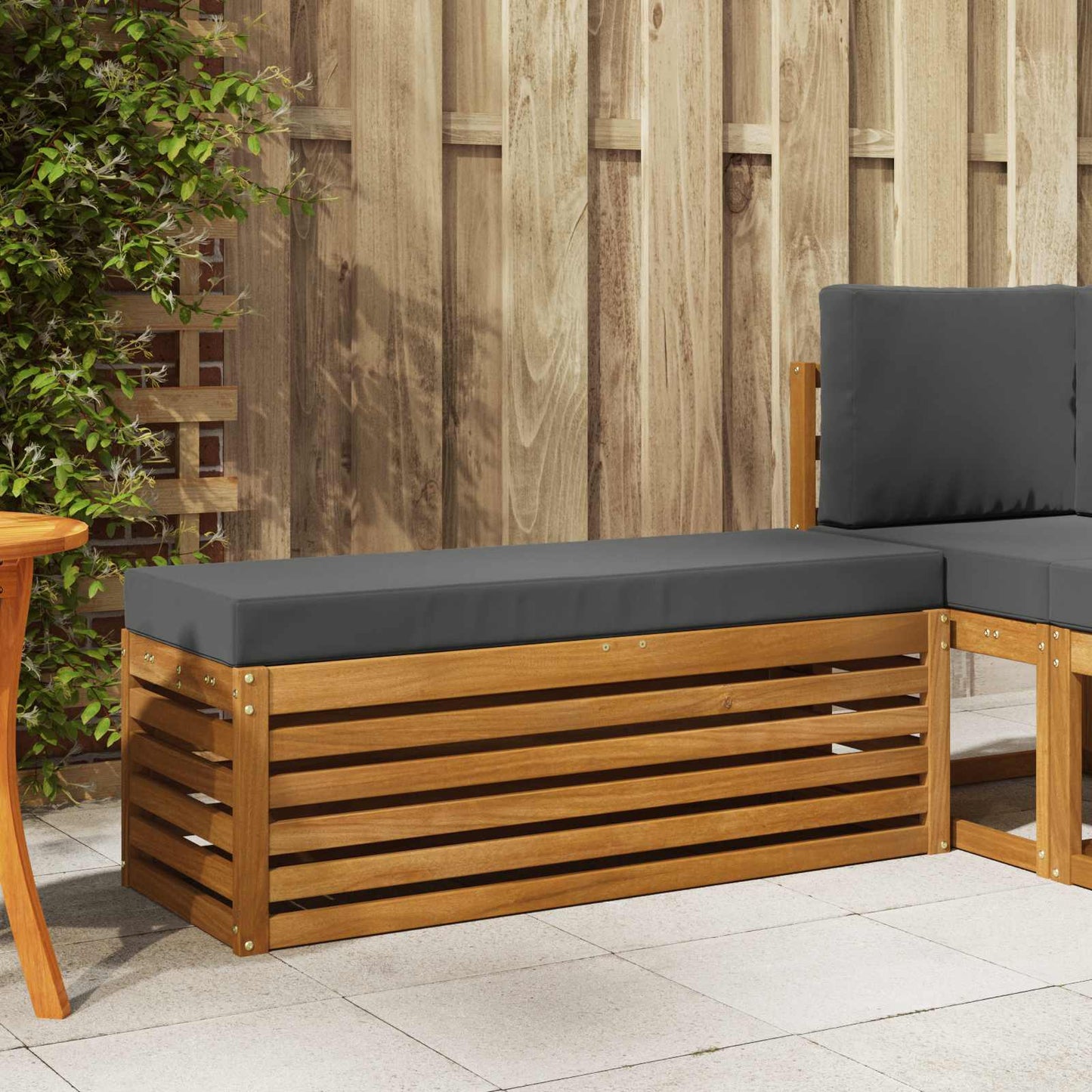 Székpad Természetes és antracit 115 x 43 x 37 cm Tömör Akácfa