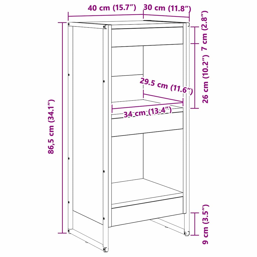 Könyvespolc 40 x 30 x 86,5 cm Szerelt Fa Sonoma