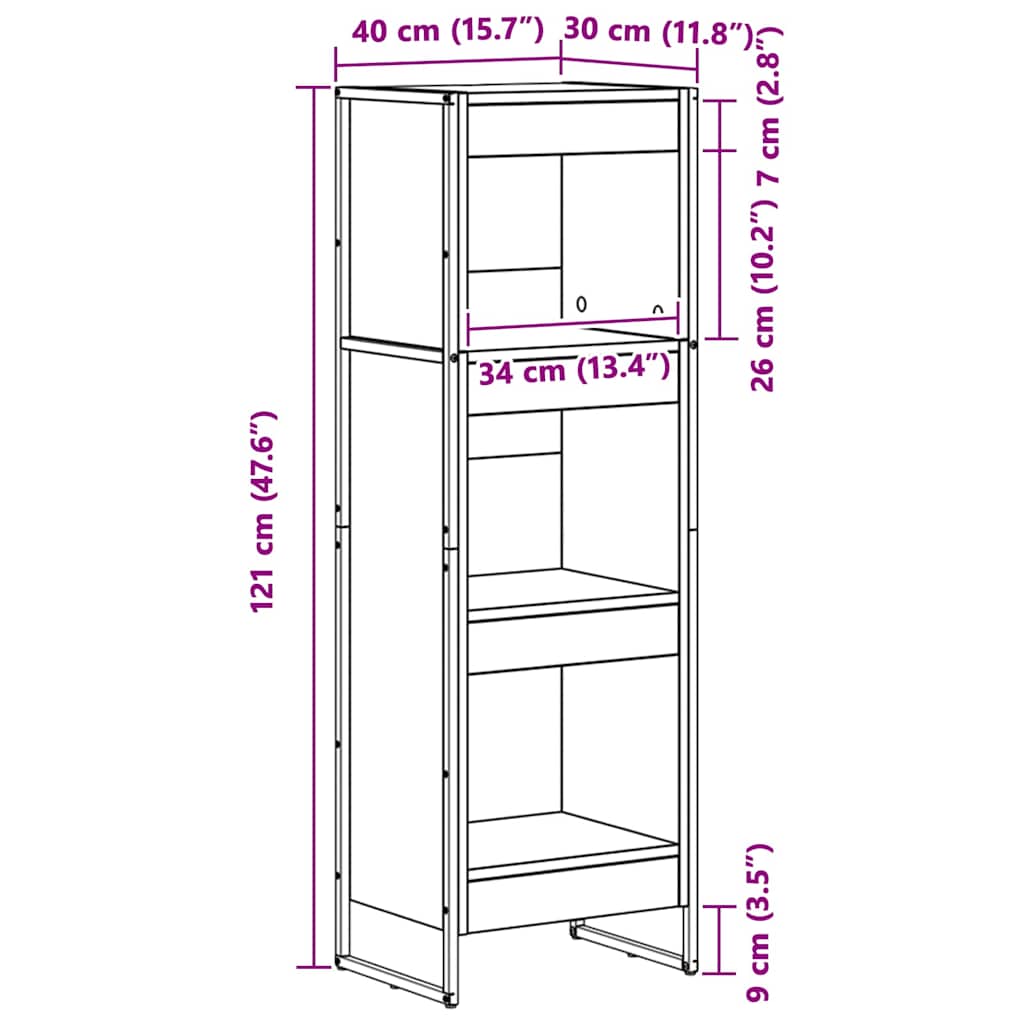 Könyvespolc 40 x 30 x 121 cm Szerelt Fa Öreg fa