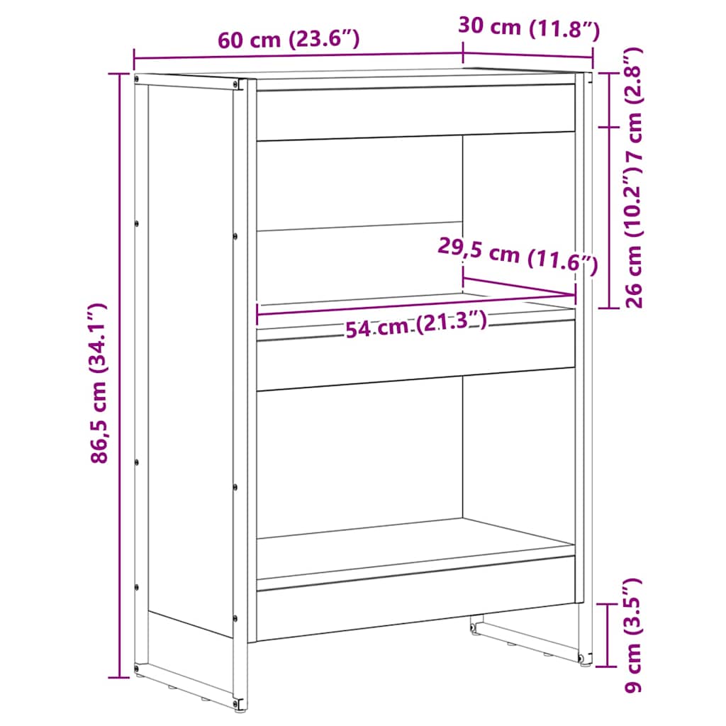 Könyvespolc Sonoma 60 x 30 x 86,5 cm Faanyag