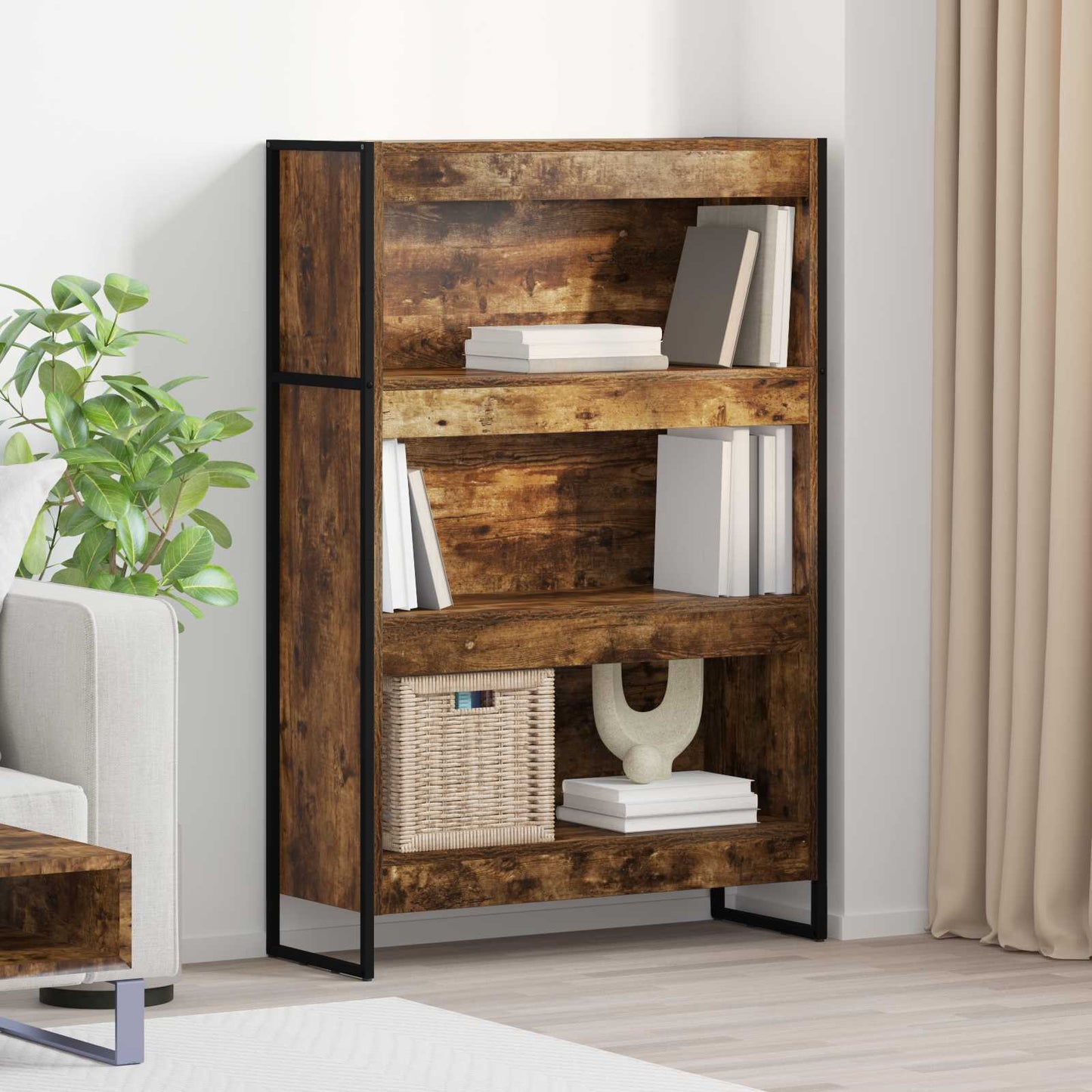 Könyvespolc 80 x 30 x 121 cm Szerelt Fa Füstös tölgy