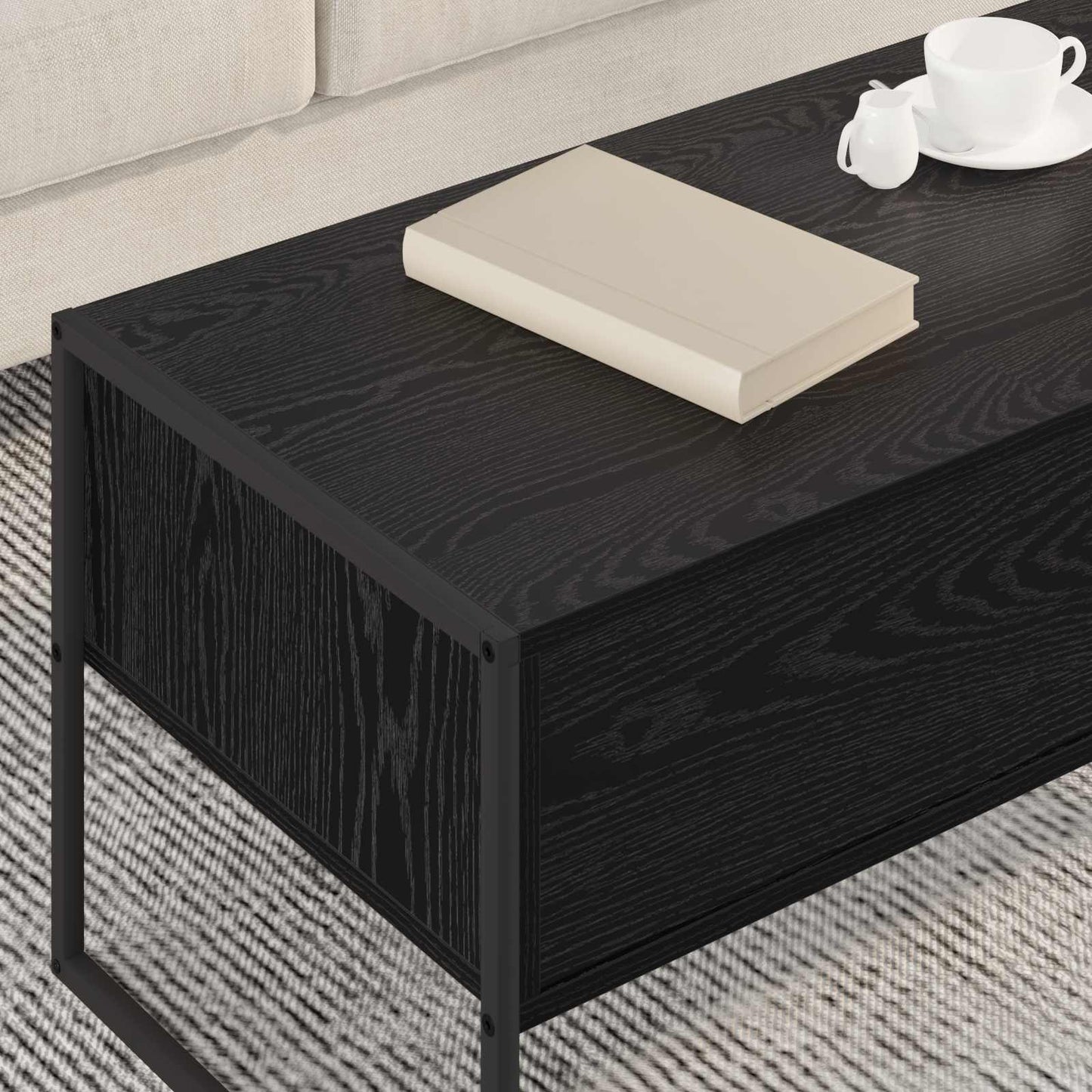 Dohányzóasztal Fekete tölgy 100 x 46 x 40 cm Szerelt Fa