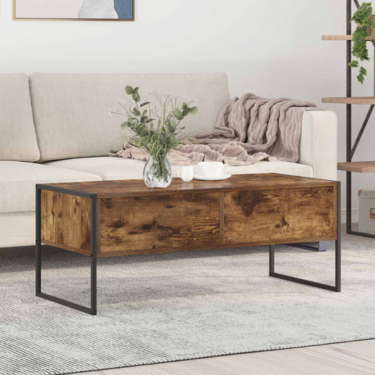 Dohányzóasztal fiókkal Füstös tölgy 100 x 46 x 40 cm Faanyag