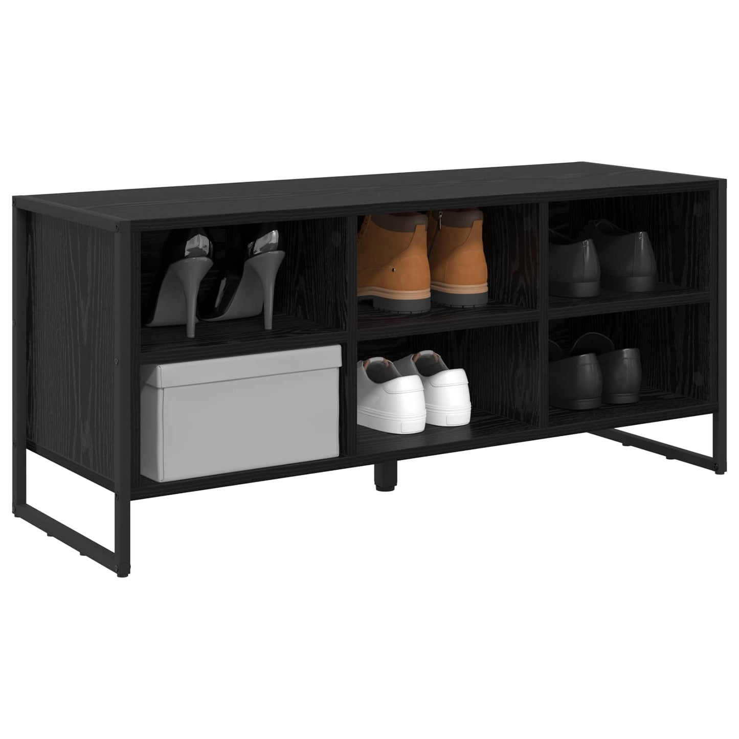 Cipőszekrény 100 x 35 x 44 cm Szerelt Fa Fekete tölgy
