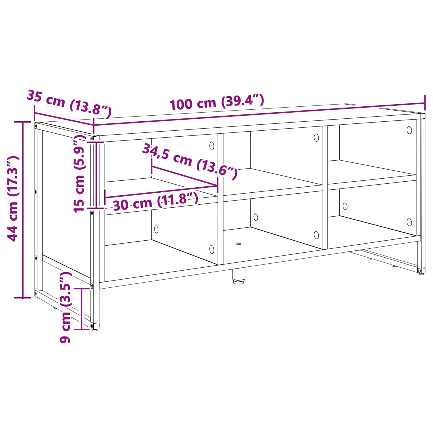 Cipőszekrény 100 x 35 x 44 cm Szerelt Fa Füstös tölgy