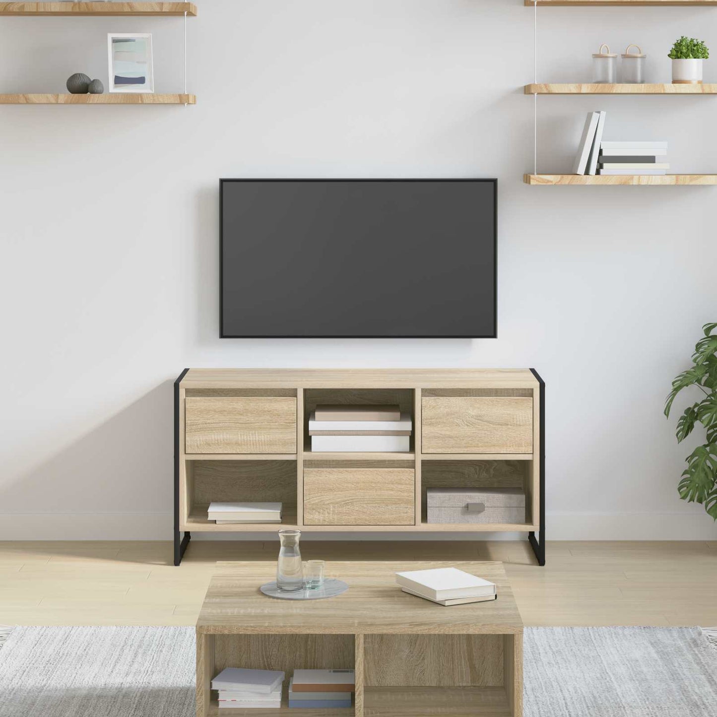TV szekrény 100 x 36 x 49,5 cm Sonoma Szerelt Fa