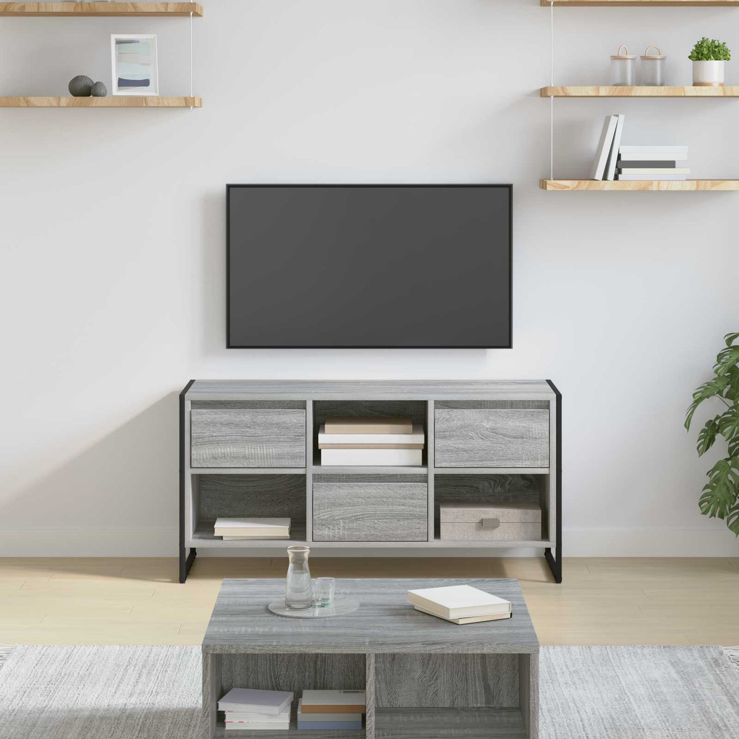TV szekrény 100 x 36 x 49,5 cm Szürke Sonoma Szerelt Fa