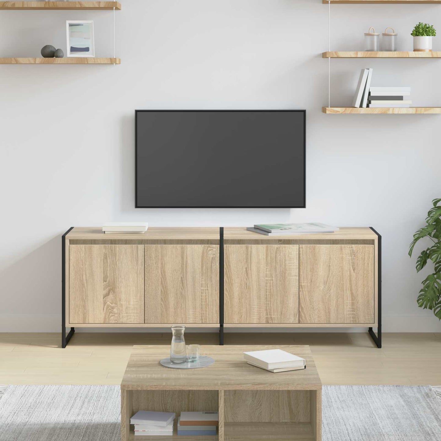 TV szekrény 140 x 36 x 49.5 cm Sonoma Szerelt Fa