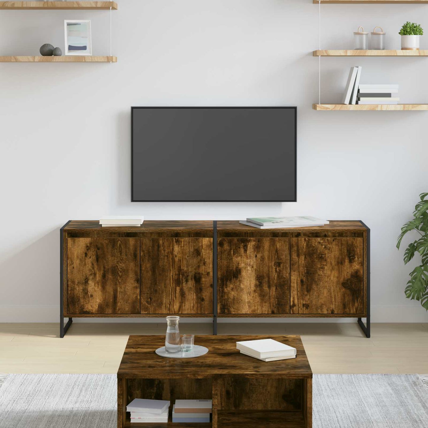 TV szekrény 140 x 36 x 49.5 cm Füstös tölgy Szerelt Fa