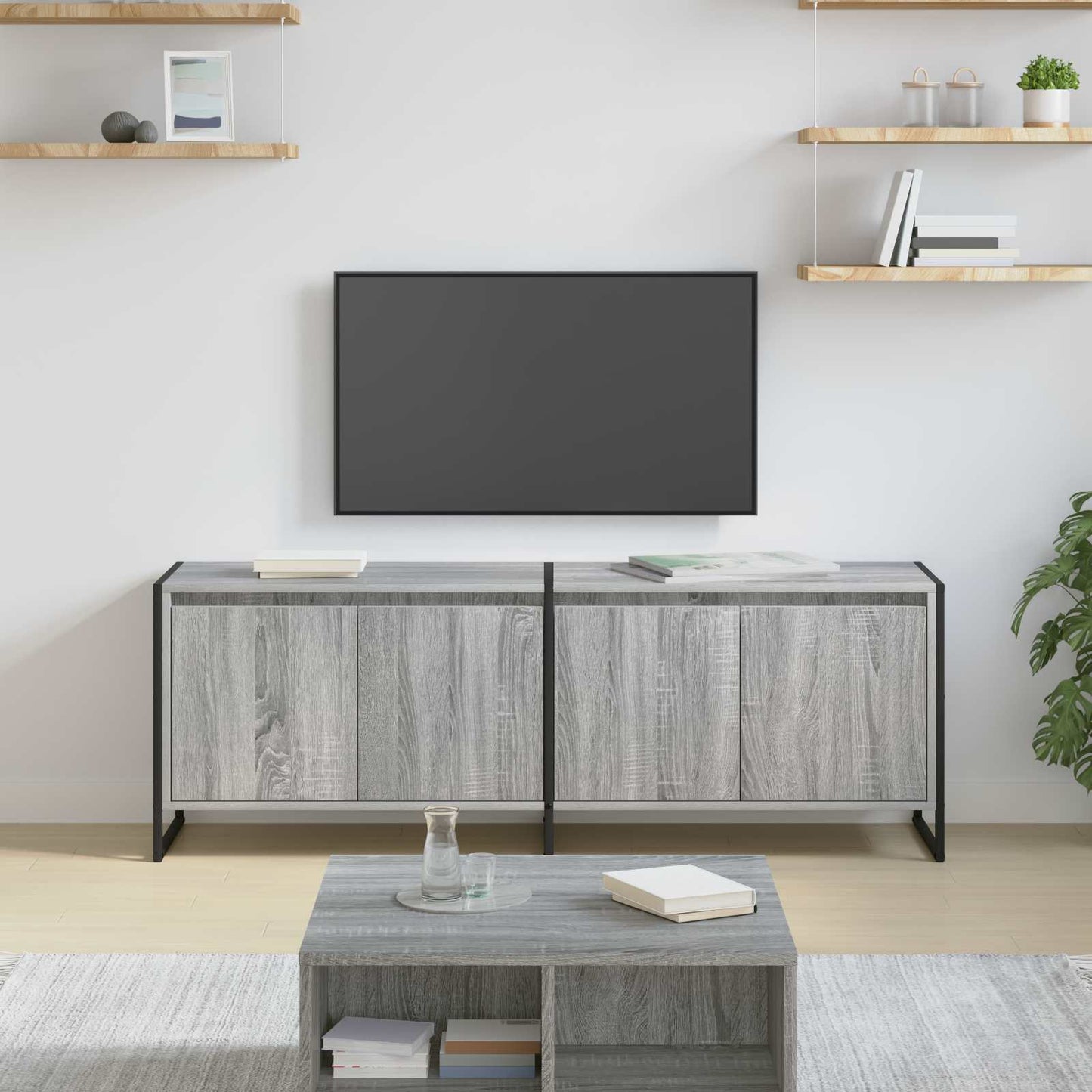 TV szekrény 140 x 36 x 49.5 cm Szürke Sonoma Szerelt Fa