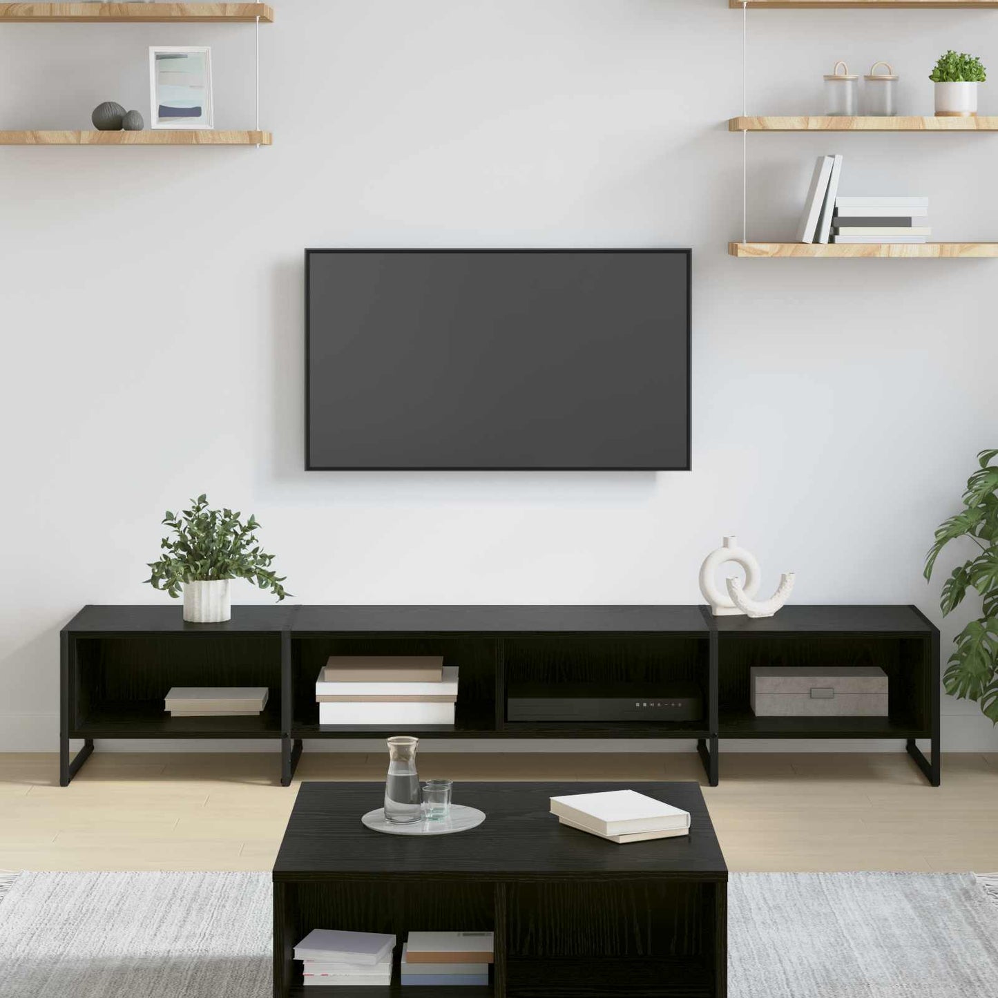 TV szekrény 170.5 x 36 x 30.5 cm Fekete tölgy Szerelt Fa