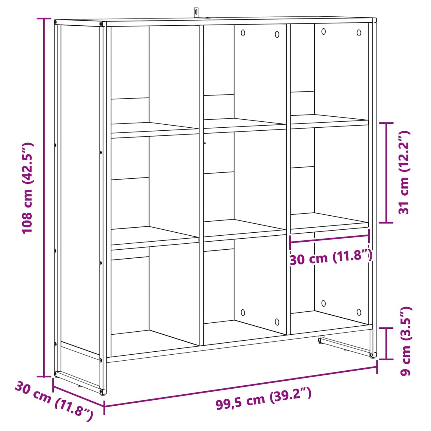 Könyvespolc 99.5 x 30 x 108.5 cm Szerelt Fa Művészi tölgy
