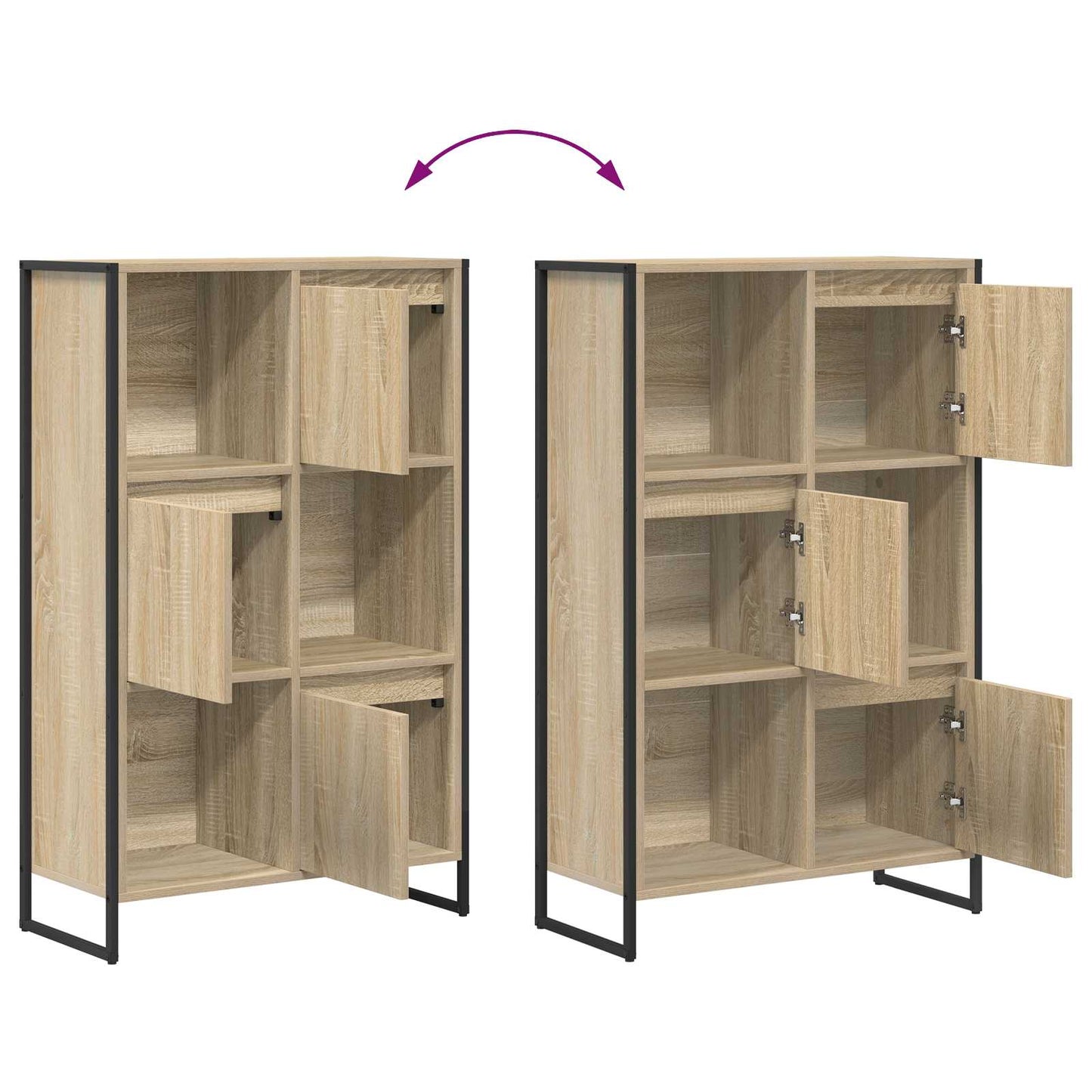 Könyvespolc 68 x 30 x 108.5 cm Szerelt Fa Sonoma